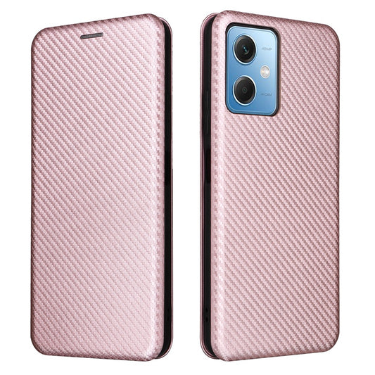 Xiaomi Redmi Note 12 5G (China) / Xiaomi Redmi Note 12 5G (India) / Xiaomi Poco X5 5G / Xiaomi Redmi Note 12 5G (Global) Handyhülle – (Indien) / (China) / Poco X5 5G Kohlefaser-Textur, magnetische PU-Leder-, Kartensteckplatz, Ständer, Flip