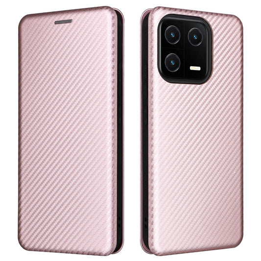 Xiaomi 13 Handyhülle – Shockproof Mobile Phone Cover 5G Kohlefaser-Textur, magnetisches PU-Leder, kratzfeste , Kartensteckplatz, Ständer