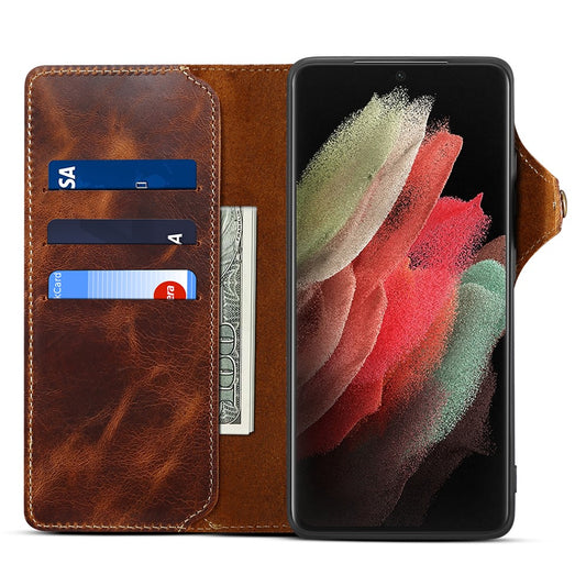 Galaxy S23 Ultra Lederhülle – Mit Kartenfächern & Öl-Wachs-Textur