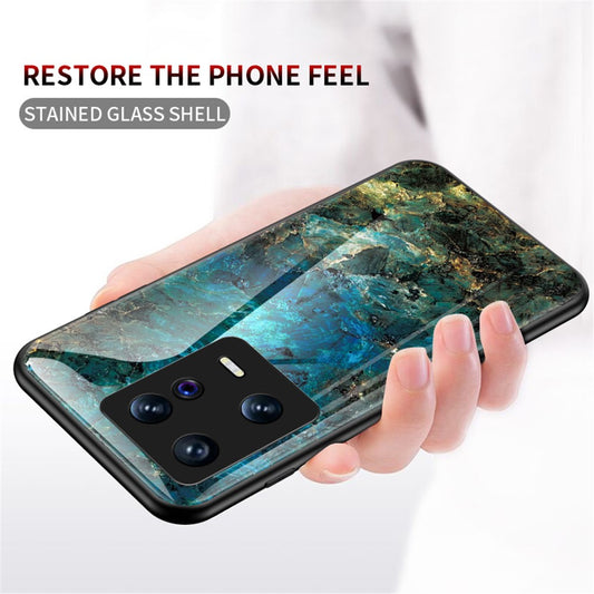 Xiaomi 13 Handyhülle – 5G Marmormuster-Druck- aus gehärtetem Glas + PC + TPU-Fallschutz-Hybrid-Abdeckung