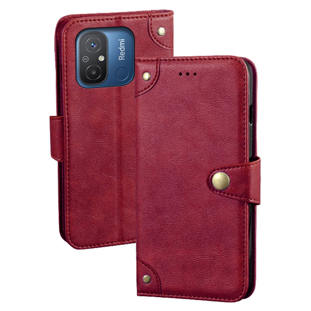 IDEWEI For Xiaomi Redmi 12C 4G Drop-proof Phone Case Fine Texture TPU+PU Leather Wallet Stand Anti-scratch Cell Phone Cover