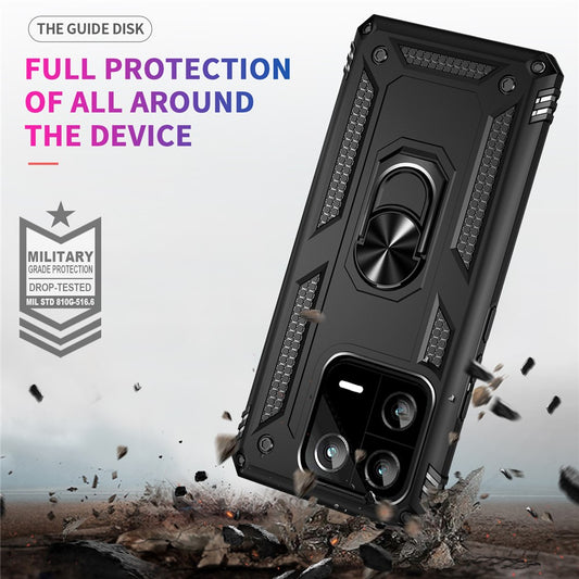 Xiaomi 13 Pro 5G Handyhülle – Ring Kickstand Phone Case aus stoßfestem PC + TPU in Militärqualität