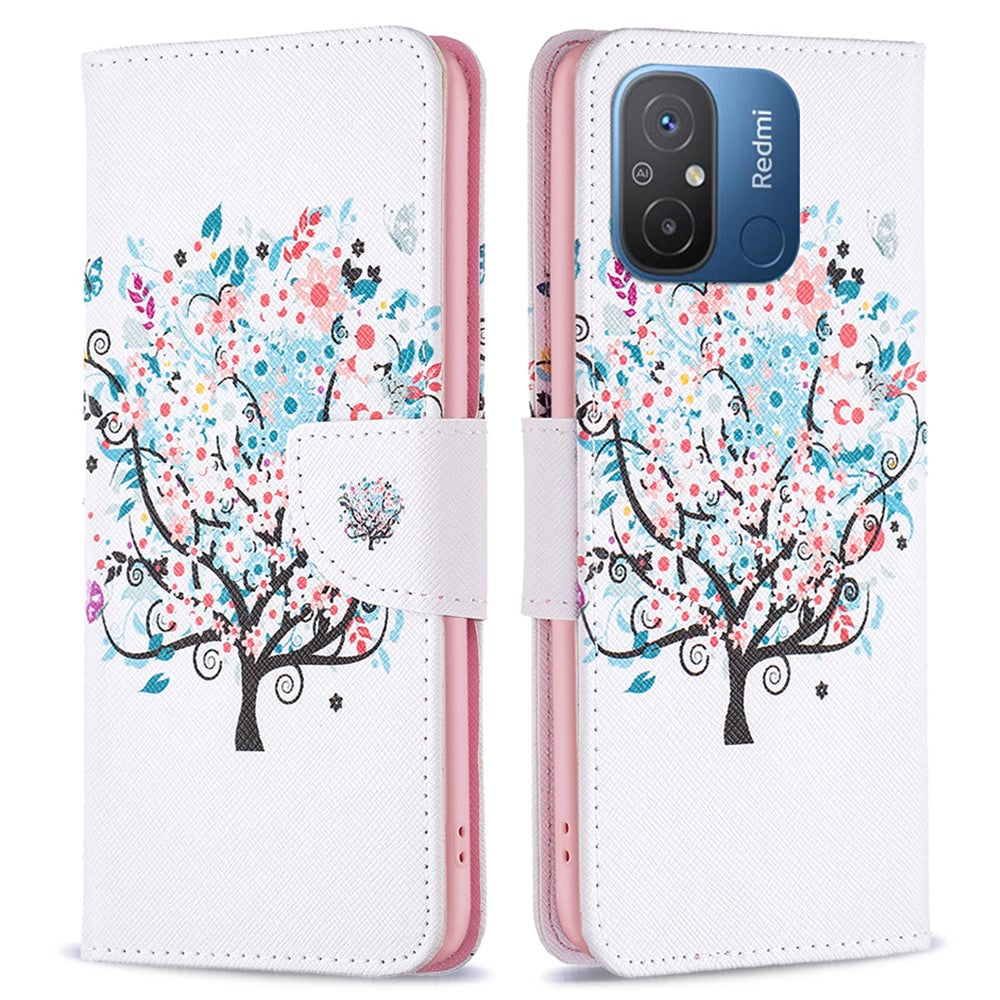 For Xiaomi Redmi 12C 4G PU Leather Pattern Printing Phone Case Folio Magnetic Wallet Stand Phone Cover