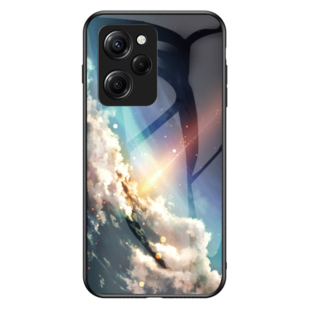 For Xiaomi Poco X5 Pro 5G / Redmi Note 12 Pro Speed 5G Cell Phone Case Tempered Glass+PC+TPU Starry Sky Pattern Phone Cover