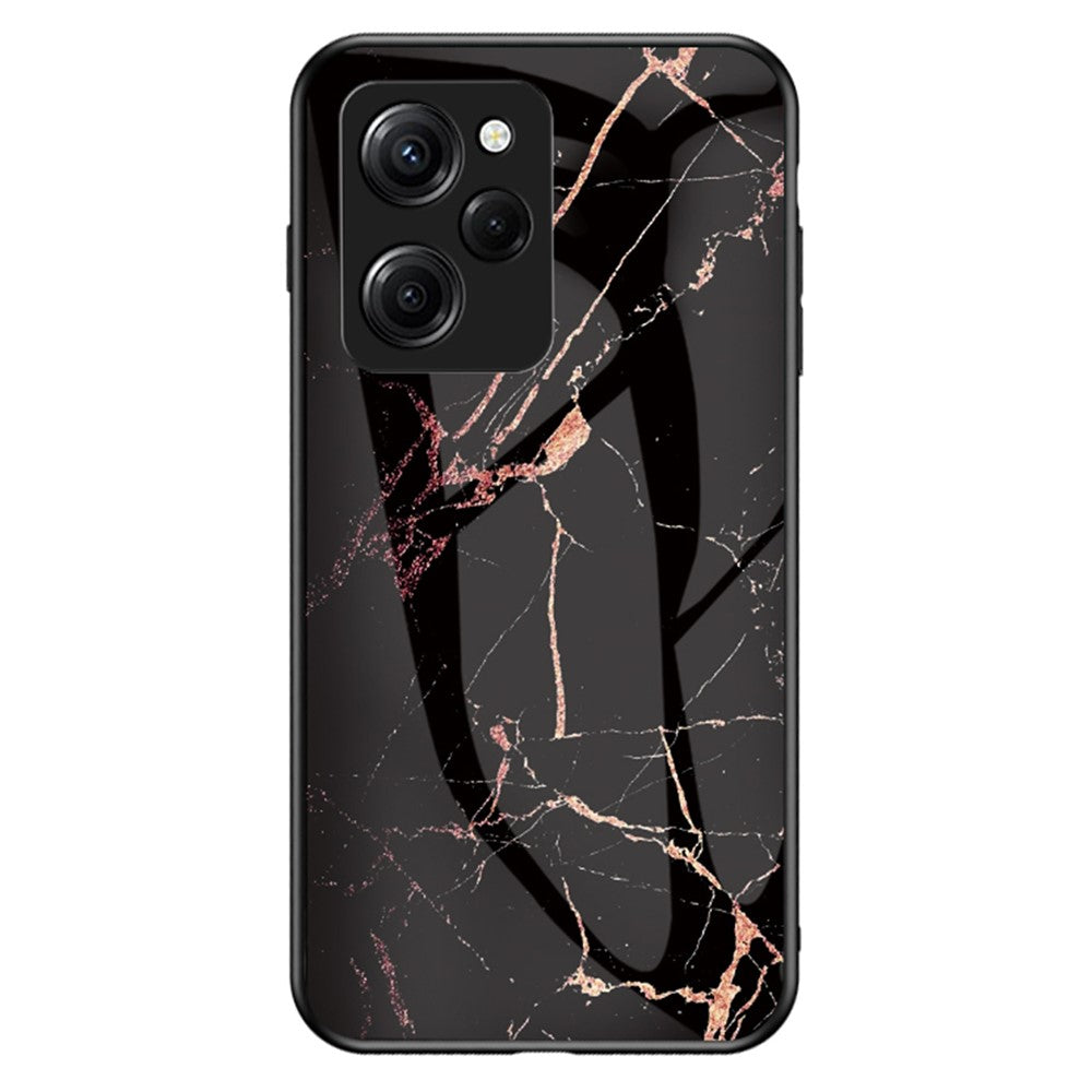 For Xiaomi Poco X5 Pro 5G / Redmi Note 12 Pro Speed 5G Marble Pattern Phone Case Tempered Glass+PC +TPU Phone Cover