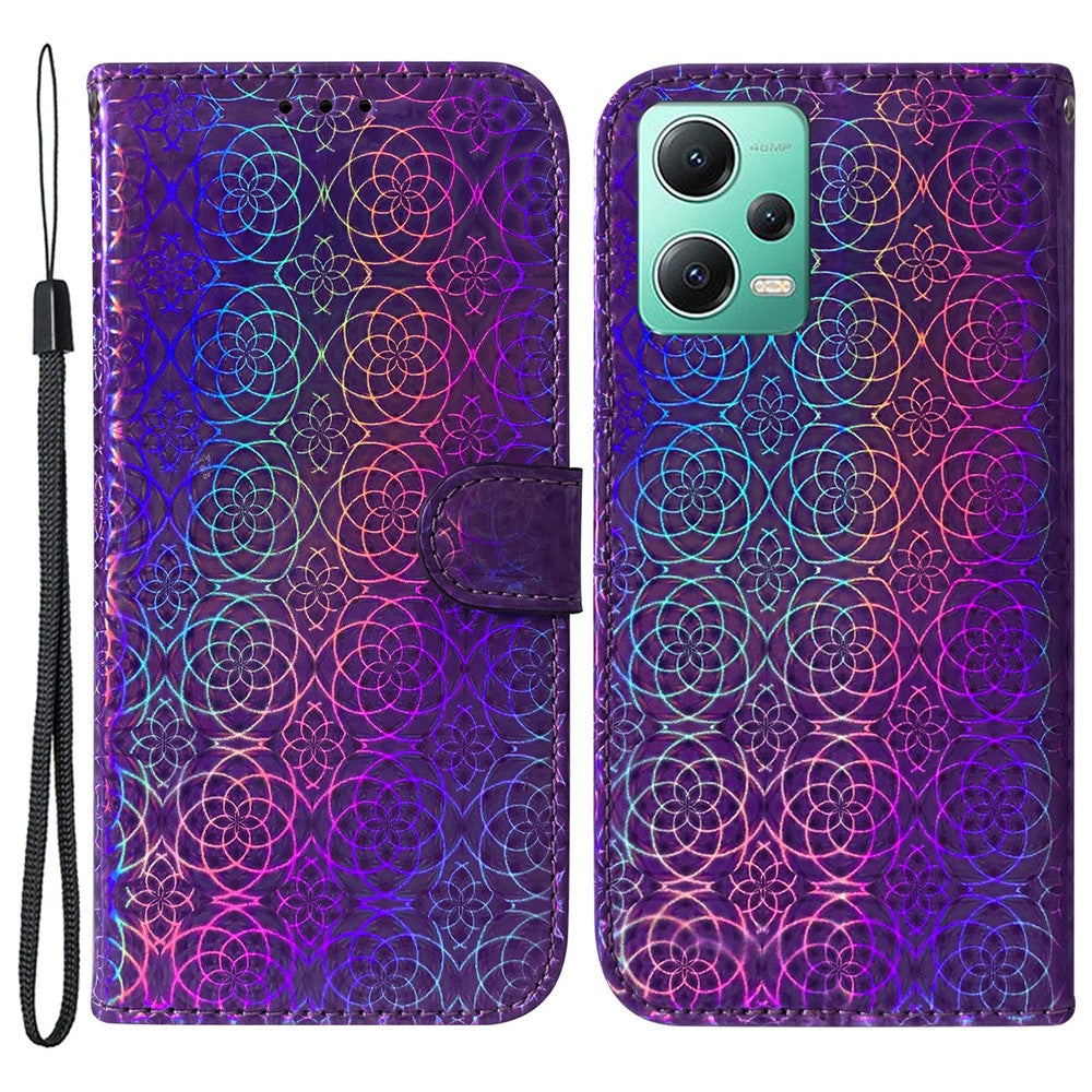 Anti-drop PU Leather Phone Case For Xiaomi Poco X5 5G / Redmi Note 12 5G (Global) / (India) / (China) , Dazzling Flower Pattern Cover