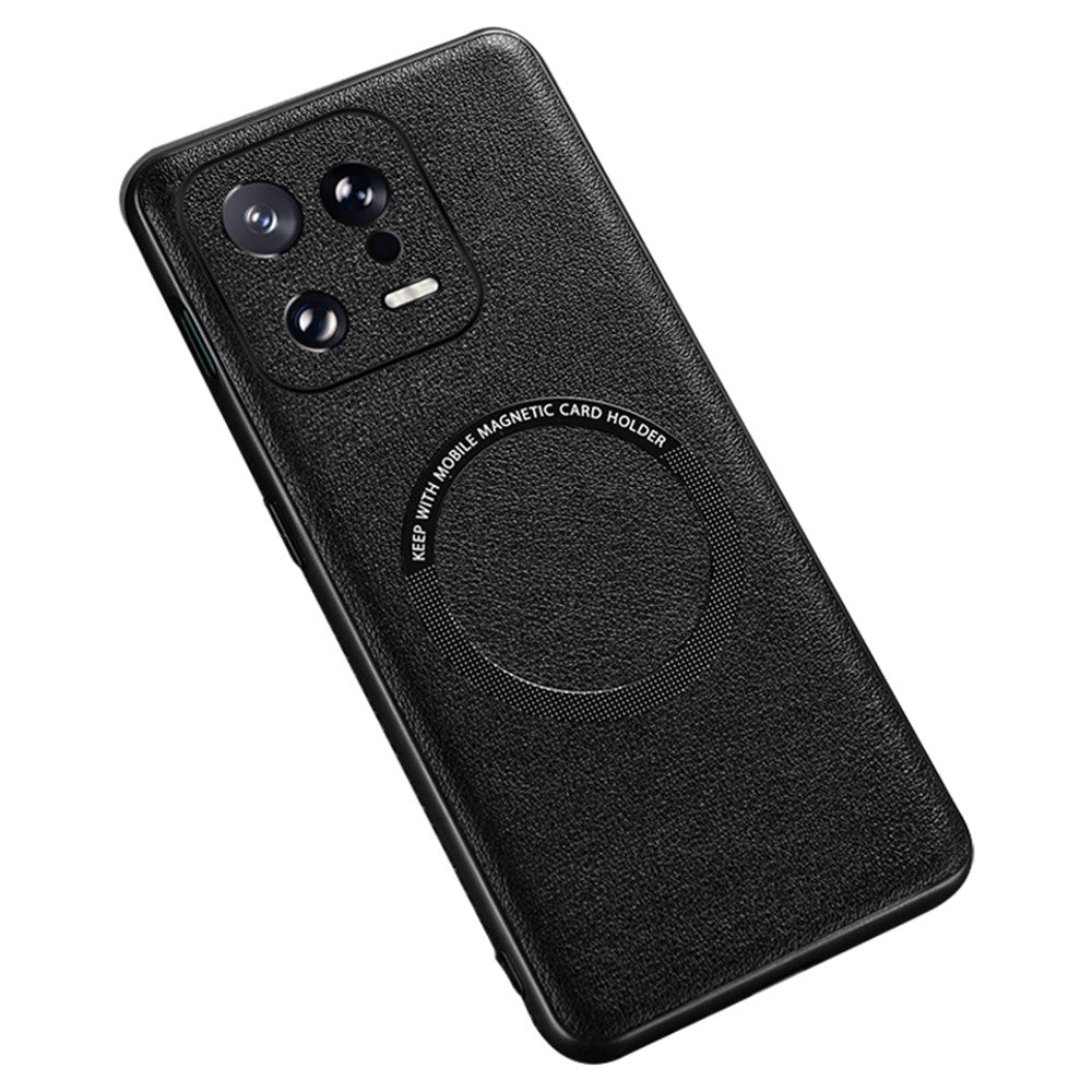 PU Leather Coated TPU+PC Back Case for Xiaomi 13 Pro 5G Phone Cover Magnetic Case Charger