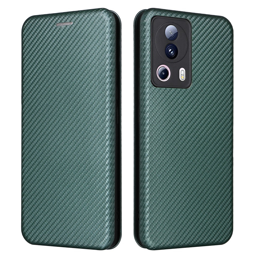 For Xiaomi 13 Lite / Civi 2 5G Phone Case PU Leather Carbon Fiber Texture Stand Card Slot Cover