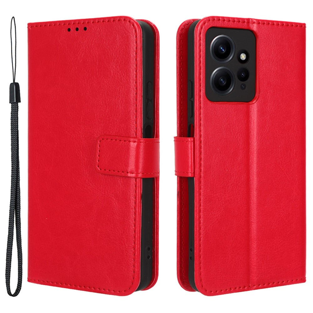 For Xiaomi Redmi Note 12 4G Wallet Stand PU Leather Case Crazy Horse Texture Cell Phone Cover