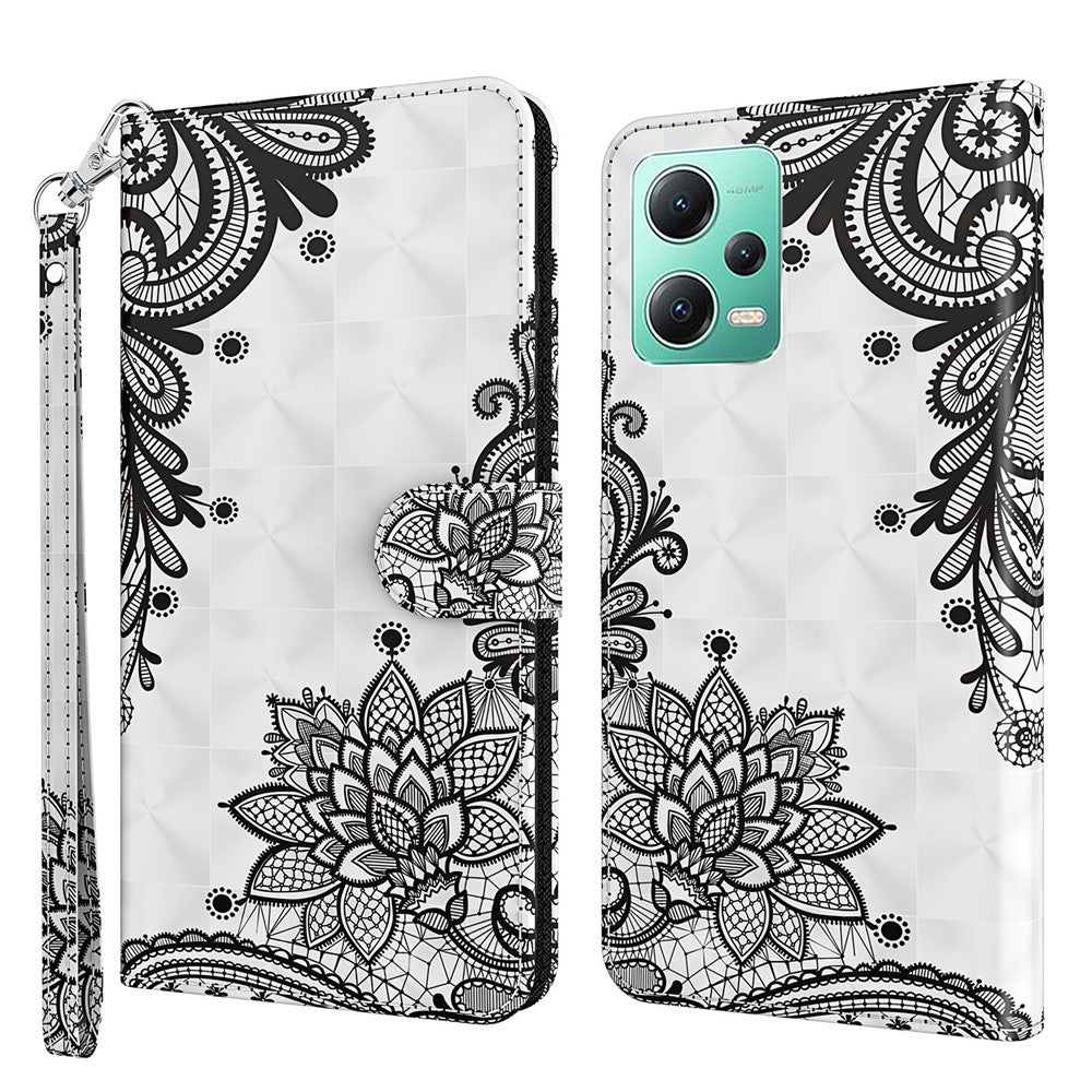 For Xiaomi Redmi Note 12 5G (China) / (India) / (Global) / Poco X5 5G Leather Phone Case 3D Pattern Printing Stand Wallet Cover