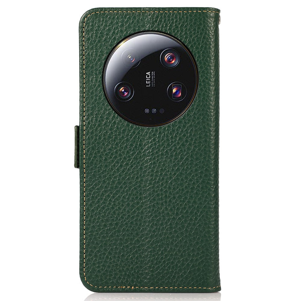 KHAZNEH For Xiaomi 13 Ultra RFID Blocking Genuine Cow Leather Phone Case Wallet Stand Flip Cover