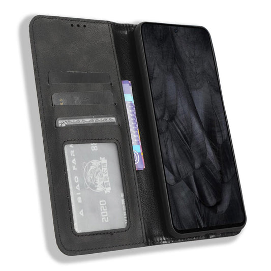Pixel 8 Pro Lederhülle – Mit Brieftaschenfunktion, Ständer & Retro-Textur