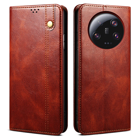 Xiaomi 13 Ultra Handyhülle – Leder-Geldbörsen-, Wachs-Crazy-Horse-Textur, Standfunktion