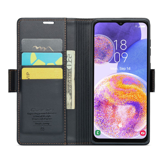 Galaxy A23 4G/5G Glänzende Wallet-Hülle – RFID-Schutz & Ständer