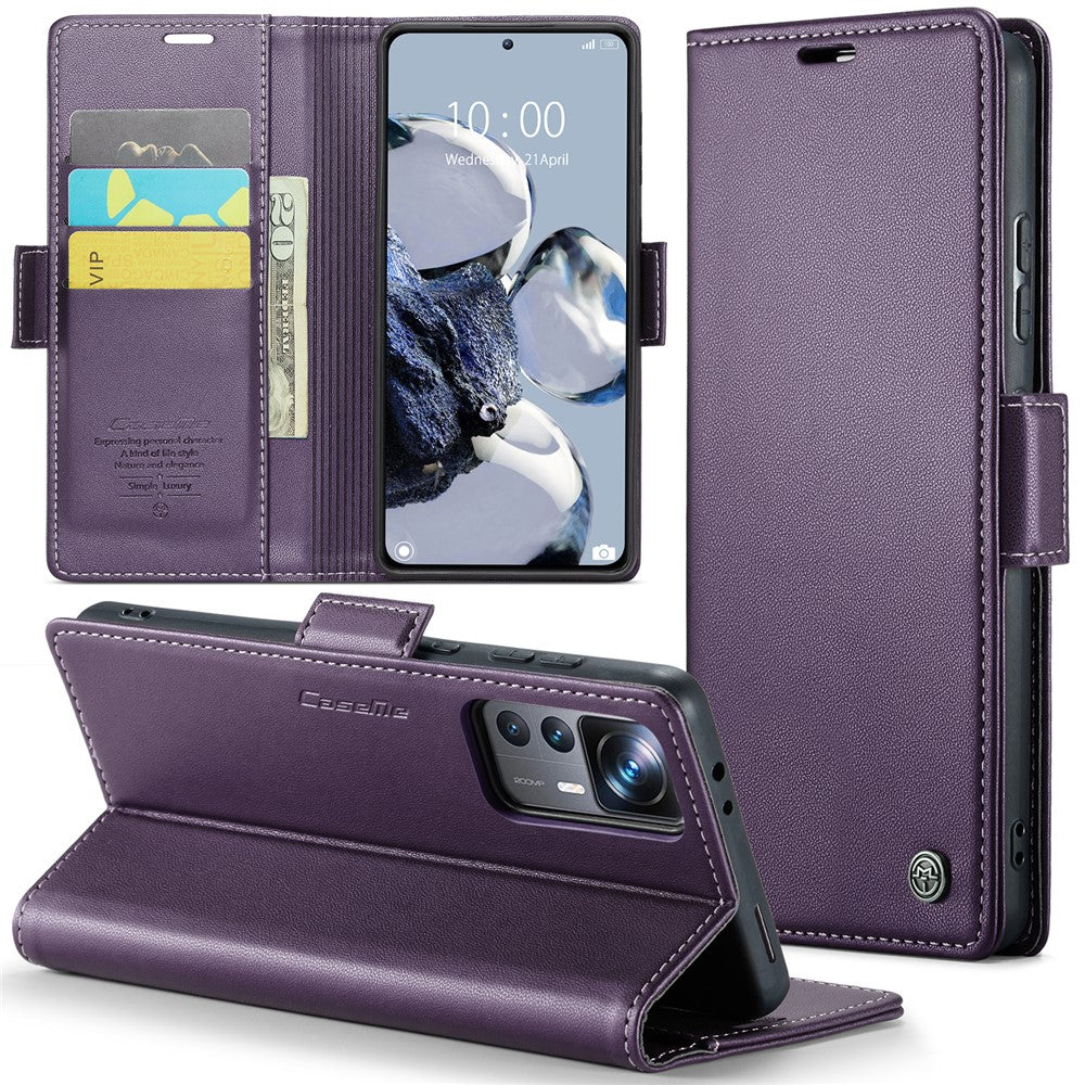 For Xiaomi 12T 5G / 12T Pro 5G / Redmi K50 Ultra Leather Case CASEME 023 RFID Blocking 3 Card Slot Mobile Cover