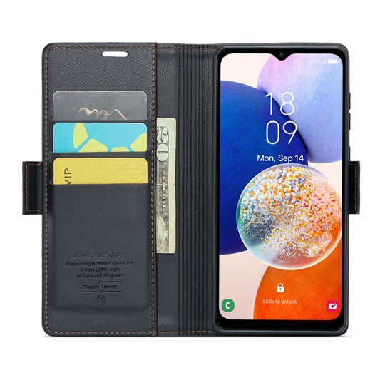 Galaxy A14 5G/4G Glänzende Wallet-Hülle – RFID-Schutz & Ständer