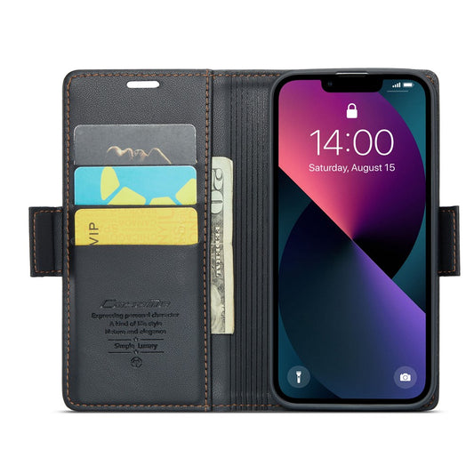 iPhone 13 Glänzende Wallet-Hülle – RFID-Schutz & Ständer