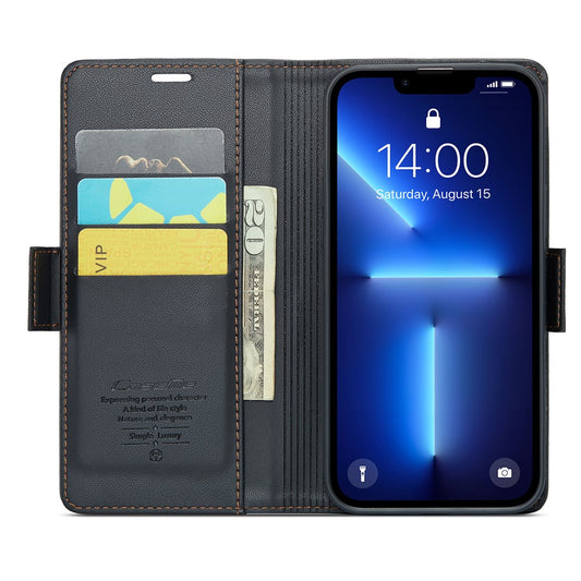 iPhone 13 Pro Glänzende Wallet-Hülle – RFID-Schutz & Ständer
