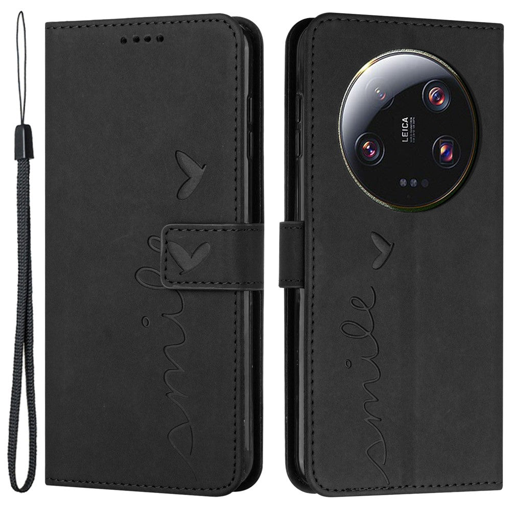 Folio Flip Shell for Xiaomi 13 Ultra Imprinted Heart Shape Stand PU Leather Phone Wallet Case