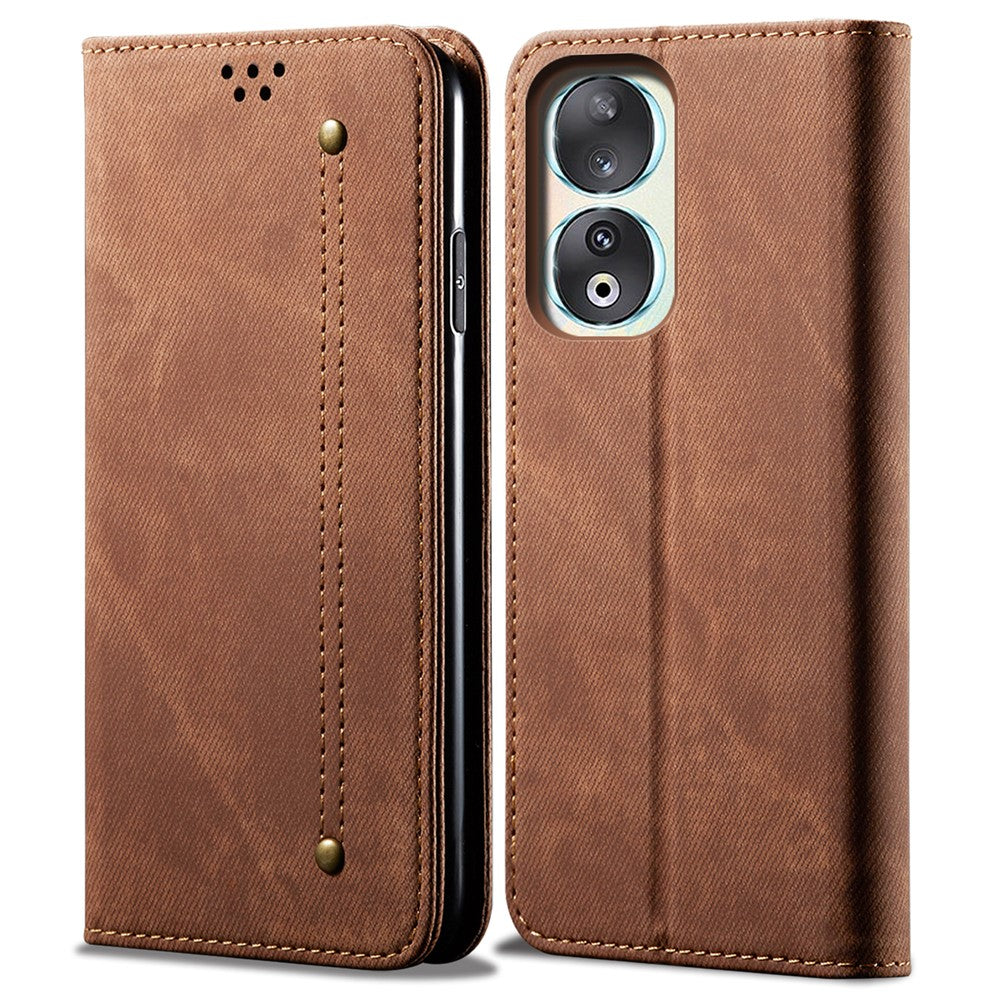 For Honor 90 Leather Flip Phone Case Jeans Cloth Texture Wallet Stand Cover
