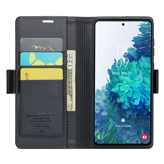 Galaxy S20 FE 4G/5G / S20 FE 2022 / S20 Lite Glänzende Wallet-Hülle – RFID-Schutz & Ständer