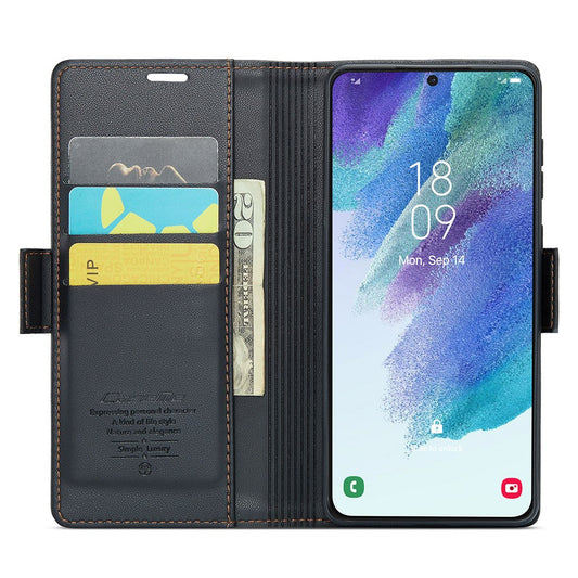 Galaxy S21 FE 5G Glänzende Wallet-Hülle – RFID-Schutz & Ständer
