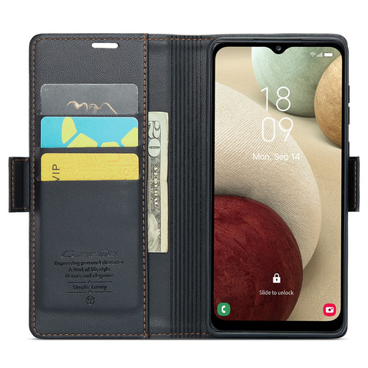 Galaxy A12 Glänzende Wallet-Hülle – RFID-Schutz & Ständer