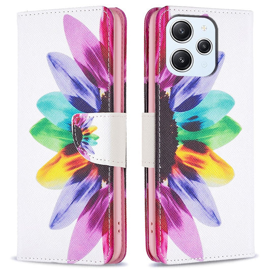 For Xiaomi Redmi 12 4G Pattern Printing PU Leather Cover Anti-drop Wallet Stand Phone Case