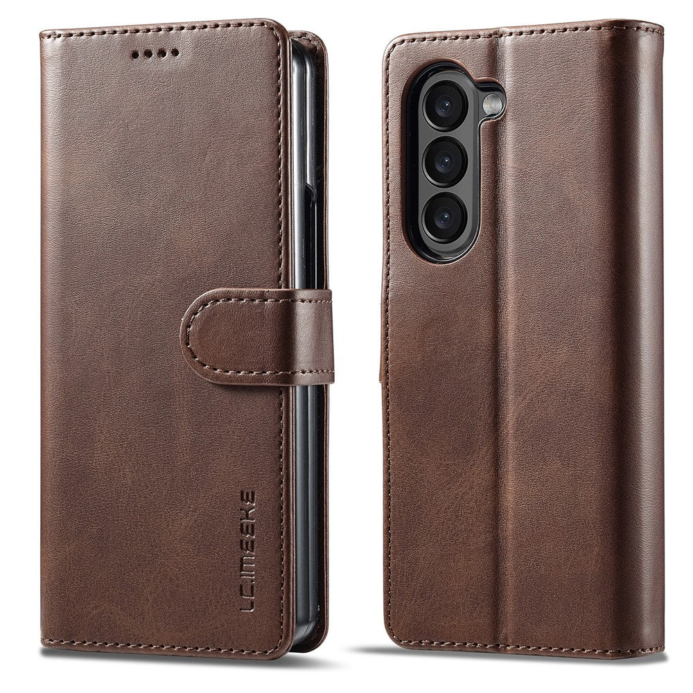 LC.IMEEKE For Samsung Galaxy Z Fold5 5G Wallet Leather Phone Case Stand Calf Texture Phone Cover