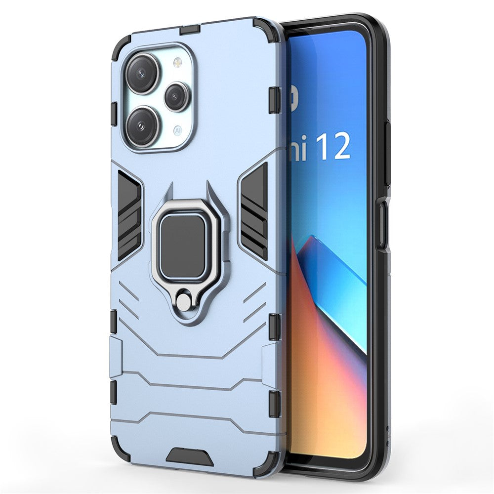 For Xiaomi Redmi 12 4G Drop-Proof Shell Ring Holder Kickstand Protective Cover TPU + PC Phone Case