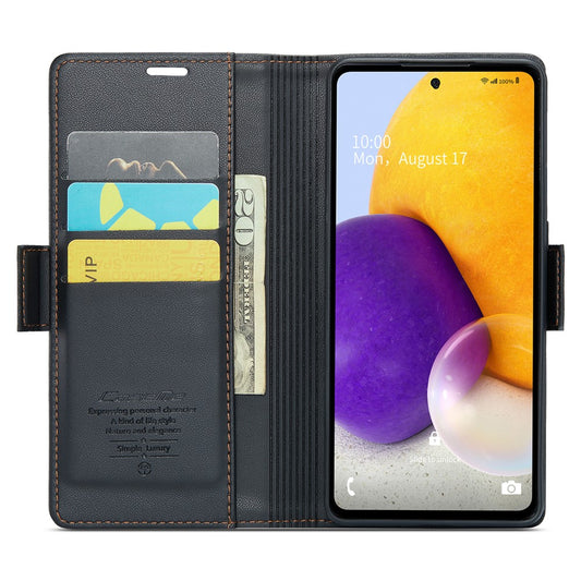 Galaxy A72 4G/5G Glänzende Wallet-Hülle – RFID-Schutz & Ständer