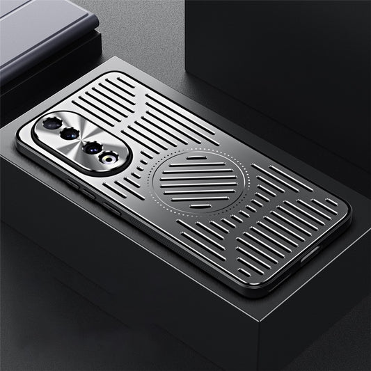 Honor 90 Handyhülle – hohle Wärmeableitung, TPU + magnetische Rückseite aus Aluminiumlegierung