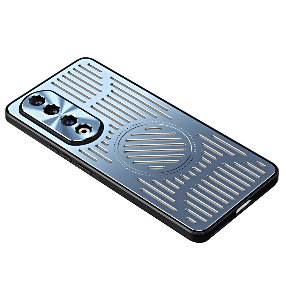 For Honor 90 Phone Case Hollow Heat Dissipation TPU+Aluminum Alloy Magnetic Back Cover