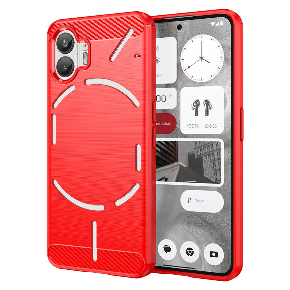 For Nothing Phone (2) Brushed Phone Case Carbon Fiber Texture TPU Back Cover