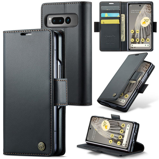 Pixel Fold Glänzende Wallet-Hülle – RFID-Schutz & Ständer