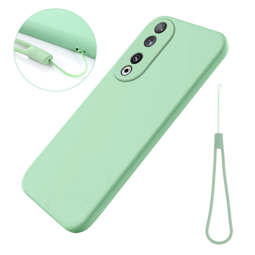 Protective Case for Honor 90 , Liquid Silicone Soft Lining Phone Cover with Strap