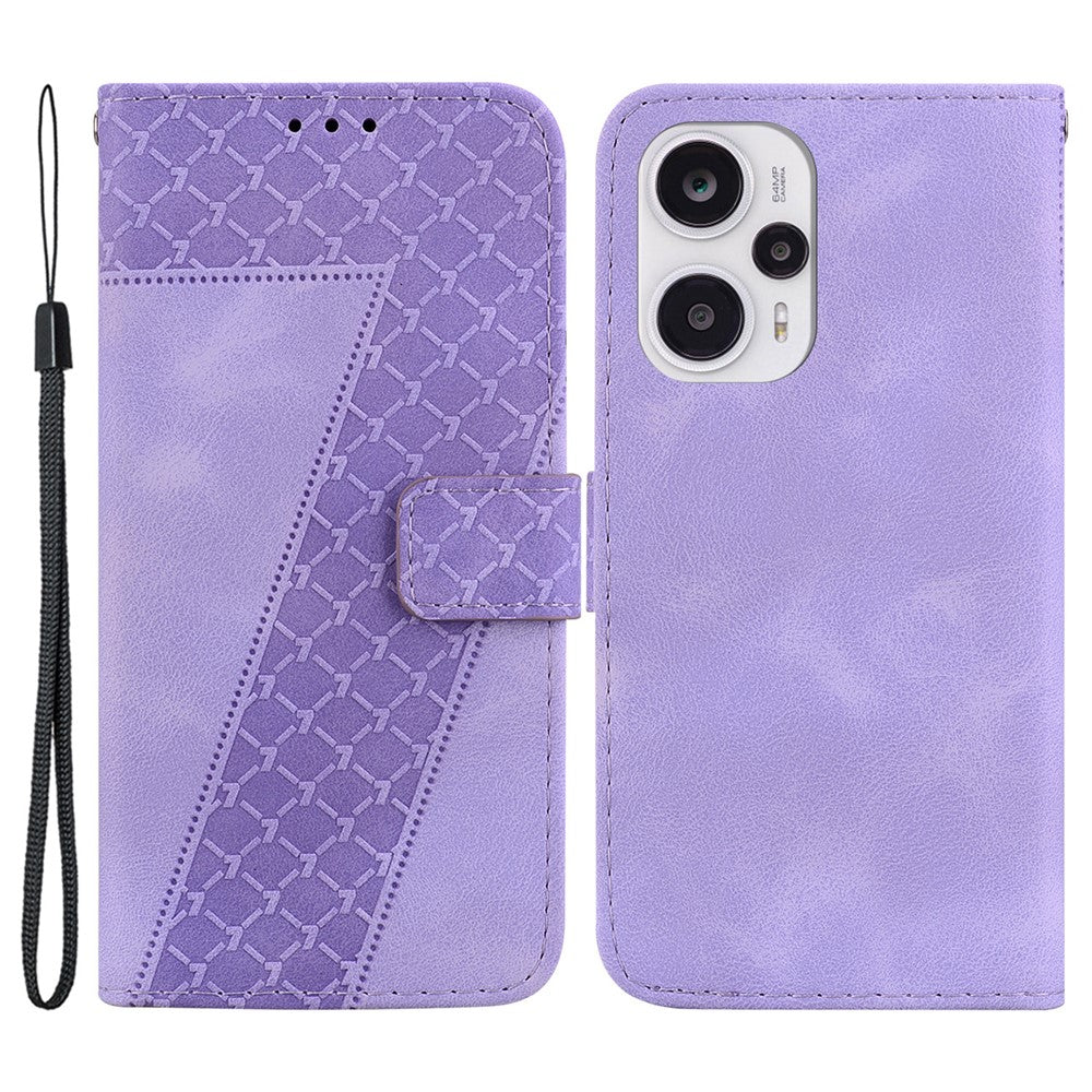 For Xiaomi Poco F5 5G / Redmi Note 12 Turbo PU Leather 7-Shape Imprinted Phone Cover Wallet Stand Case