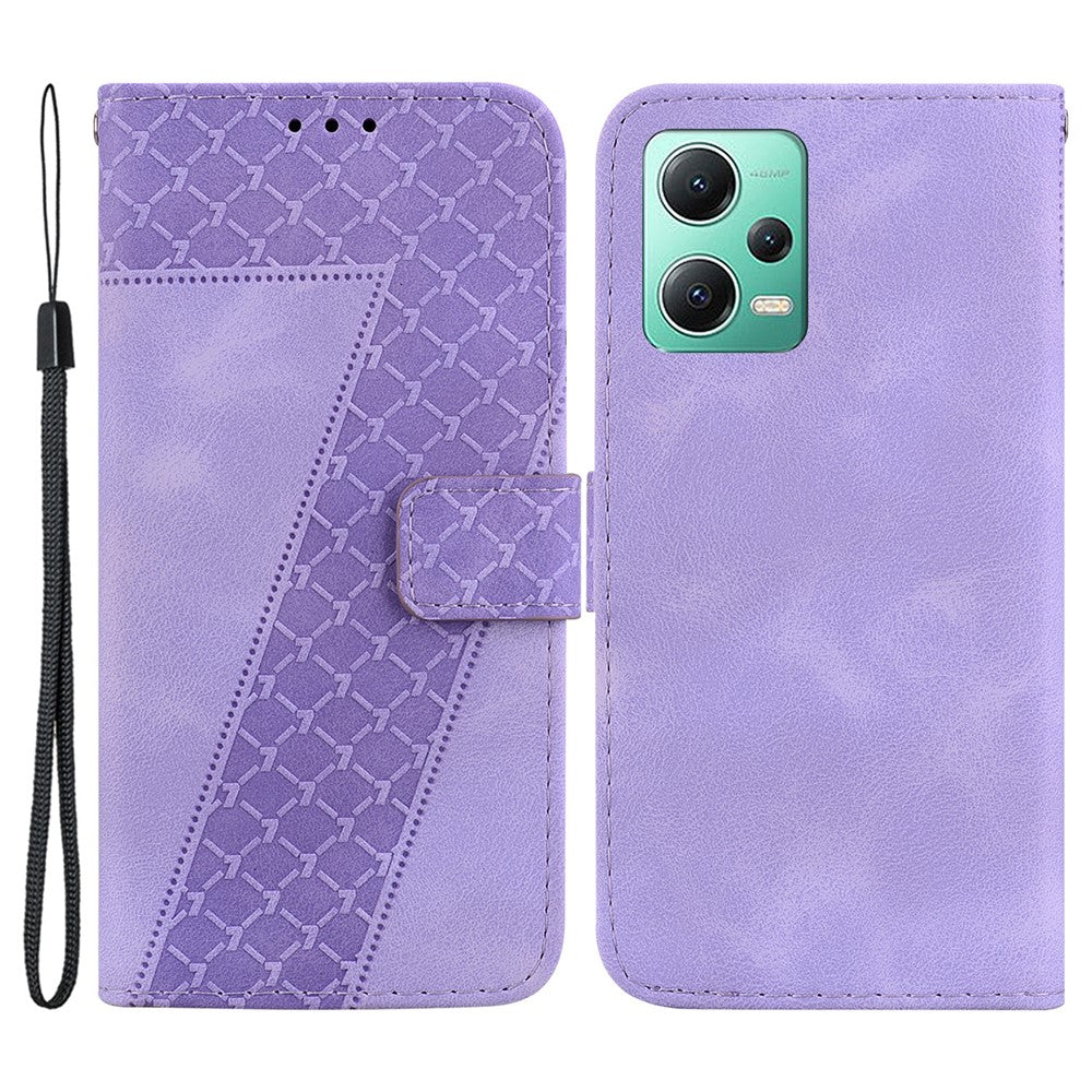 PU Leather Shell for Xiaomi Redmi Note 12 5G (China) / (India) / (Global) / Poco X5 5G 7-Shape Imprinted Wallet Stand Phone Case