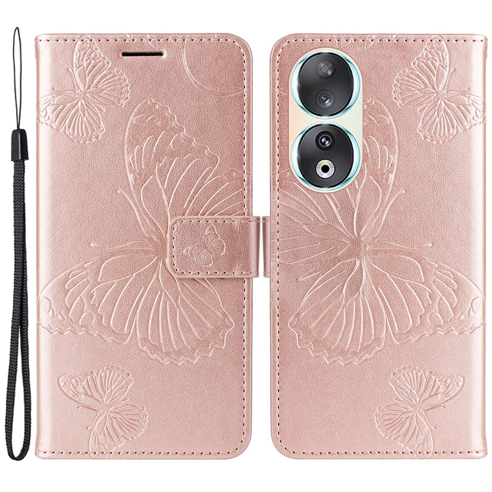 For Honor 90 Wallet Case Floral Butterfly Imprinted Leather Phone Cover Stand