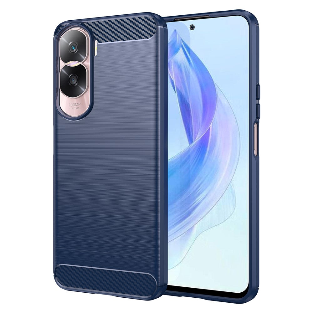 Flexible TPU Carbon Fiber Phone Case for Honor 90 Lite 5G / X50i 5G , Non-Slip Brushed Surface Back Cover
