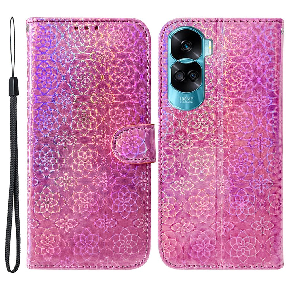 For Honor 90 Lite 5G / X50i 5G Dazzling Flower Pattern Wallet Case Cell Phone PU Leather Stand Cover