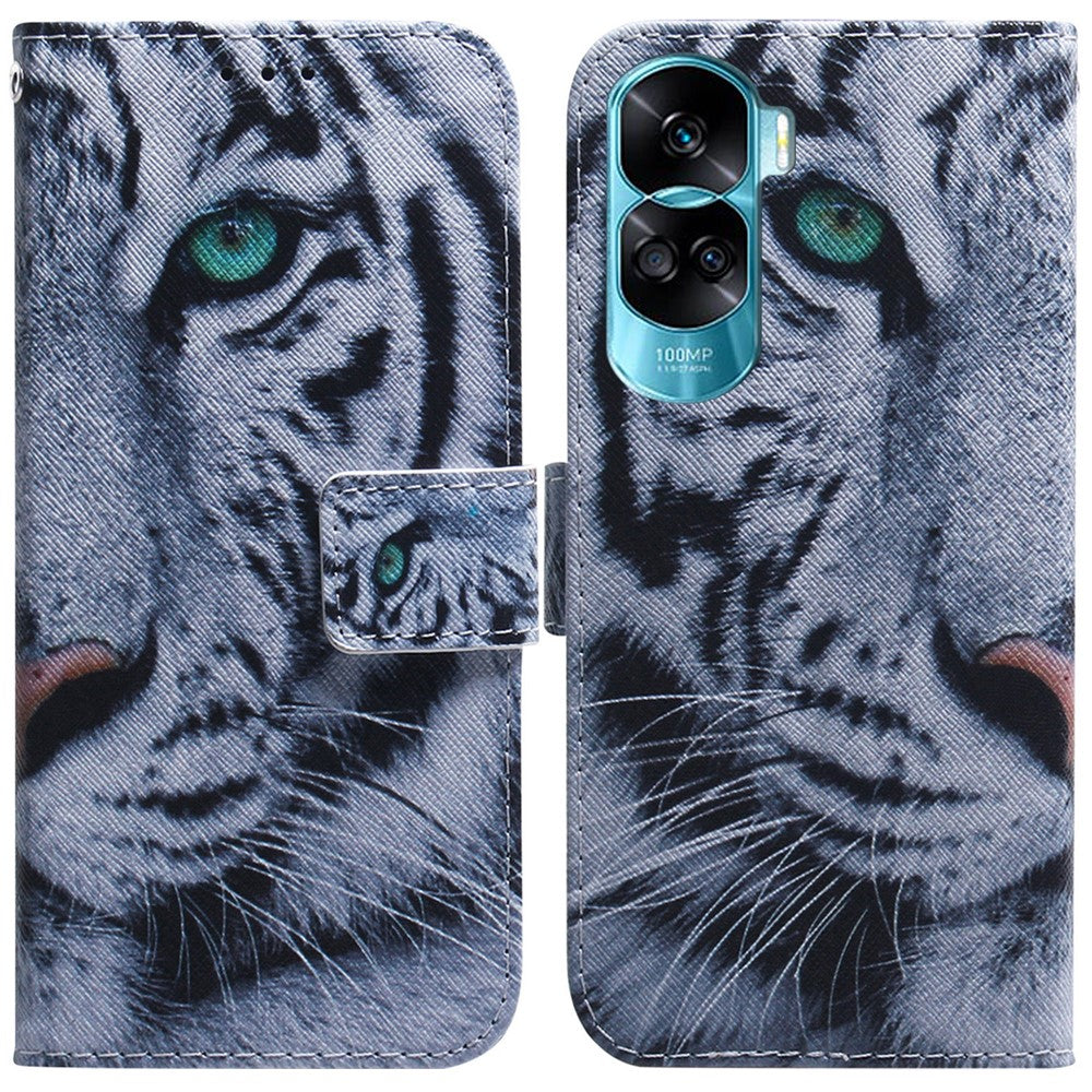 PU Leather Phone Case for Honor 90 Lite 5G / X50i 5G , Pattern Printing Stand Protective Wallet Cover