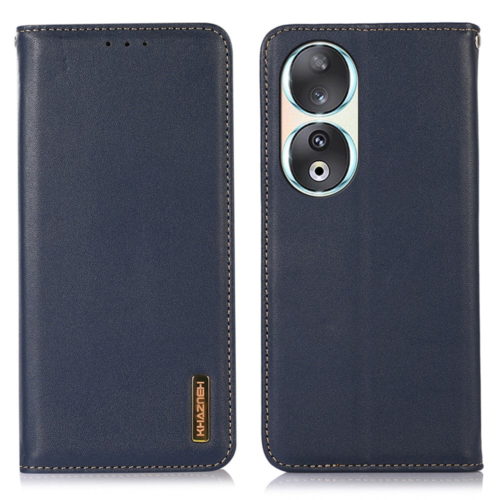 KHAZNEH RFID Blocking Wallet Phone Case for Honor 90 , Genuine Cow Leather Stand Phone Cover