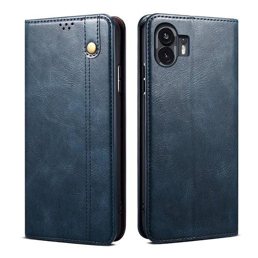 PU Leather Case for Nothing Phone (2) , Anti-Scratch Waxy Crazy Horse Texture Wallet Stand Phone Cover