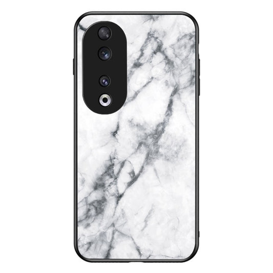 Honor 90 Handyhülle – Rückseite mit Marmormuster, gehärtetes Glas + PC + TPU, stoßfeste
