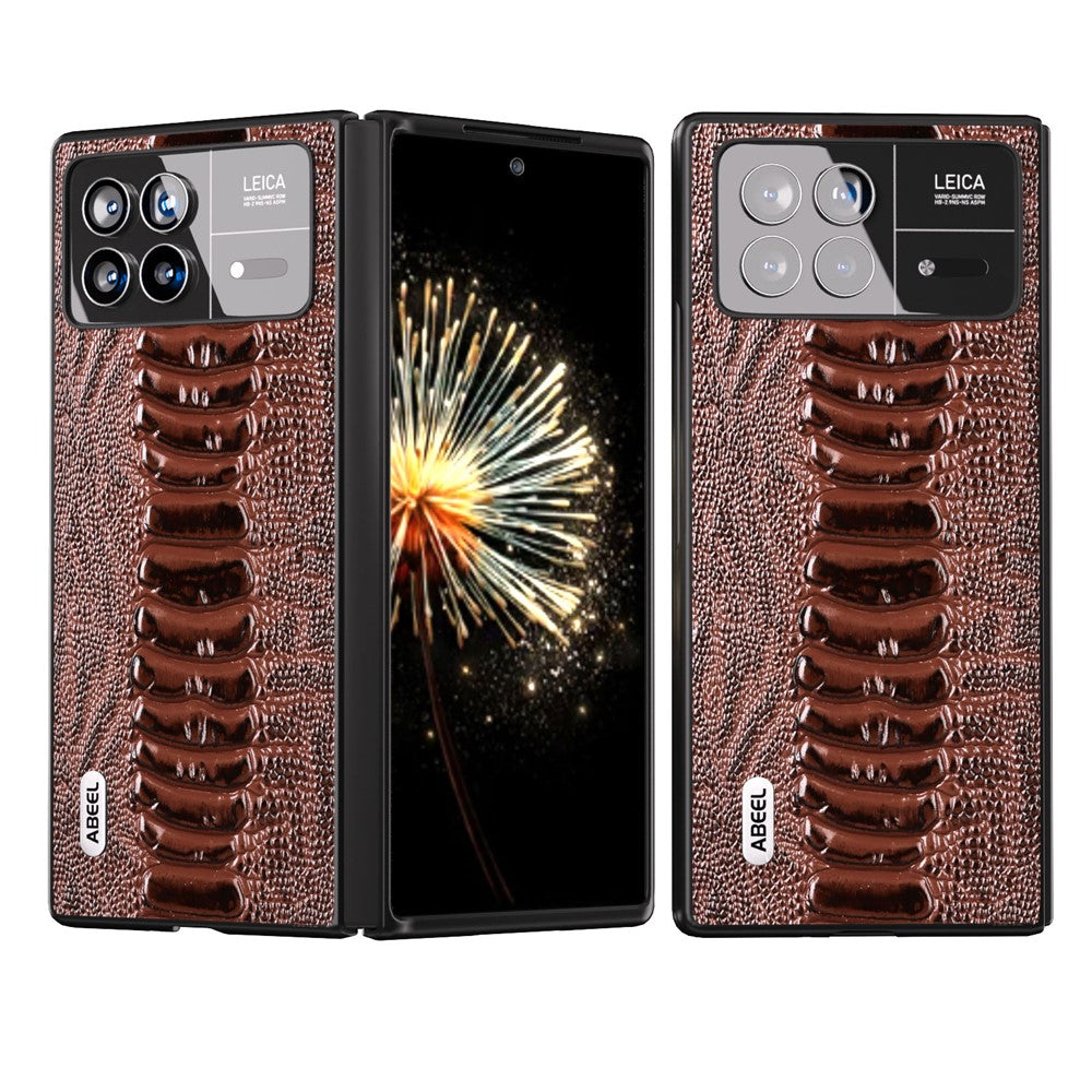 ABEEL For Xiaomi Mix Fold 3 5G Crocodile Texture Protective Phone Cover Genuine Cow Leather+PC Back Case