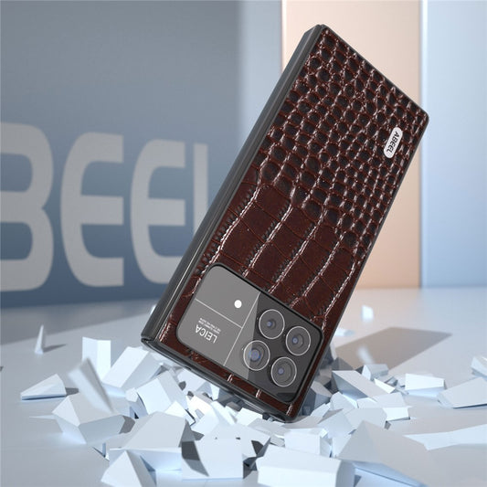 Xiaomi Mix Fold 3 5G Handyhülle – ABEEL Echtes Rindsleder + PC- mit Krokodilstruktur, kratzfest
