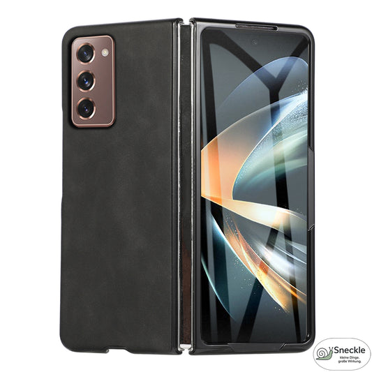 Galaxy Z Fold2 Vollschutz-Case – PU-Leder & PC – Mit Kartenfach, Glasfilm & Stift
