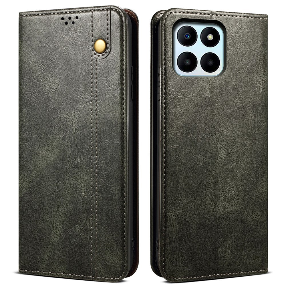 For Honor X6a 4G Stand Wallet Case PU Leather Phone Shell Waxy Crazy Horse Texture Mobile Phone Cover