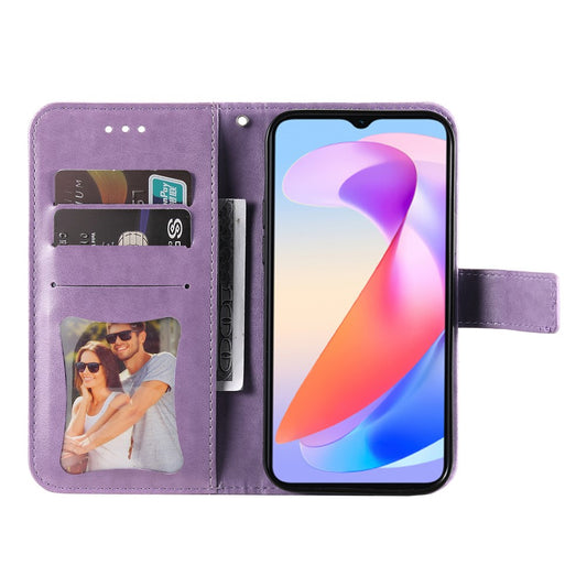 Honor X6a 4G Handyhülle – mit Blumenmuster, PU-Leder, Brieftaschenständer